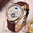 LIGE Automatic Tourbillon Watch | Genuine Leather Skeleton Mechanical Timepiece - Lancetto