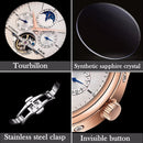 LIGE Automatic Tourbillon Watch | Genuine Leather Skeleton Mechanical Timepiece - Lancetto