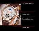 LIGE Automatic Tourbillon Watch | Genuine Leather Skeleton Mechanical Timepiece - Lancetto