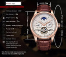 LIGE Automatic Tourbillon Watch | Genuine Leather Skeleton Mechanical Timepiece - Lancetto