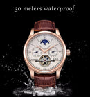 LIGE Automatic Tourbillon Watch | Genuine Leather Skeleton Mechanical Timepiece - Lancetto
