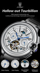 POEDAGAR Military Mechanical Watch | Automatic Tourbillon Day - Date Edition - Lancetto