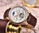 LIGE Automatic Tourbillon Watch | Genuine Leather Skeleton Mechanical Timepiece - Lancetto
