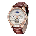 LIGE Automatic Tourbillon Watch | Genuine Leather Skeleton Mechanical Timepiece - Lancetto