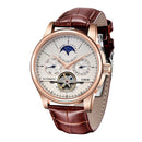 LIGE Automatic Tourbillon Watch | Genuine Leather Skeleton Mechanical Timepiece - Lancetto