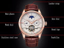 LIGE Automatic Tourbillon Watch | Genuine Leather Skeleton Mechanical Timepiece - Lancetto