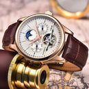 LIGE Automatic Tourbillon Watch | Genuine Leather Skeleton Mechanical Timepiece - Lancetto