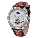 LIGE Automatic Tourbillon Watch | Genuine Leather Skeleton Mechanical Timepiece - Lancetto